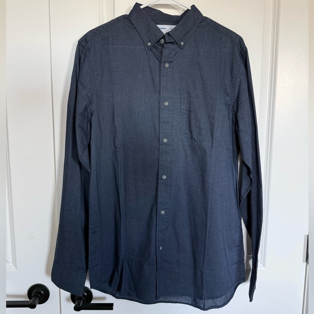 Old Navy Men's Dark Blue Button-Down Shirt
